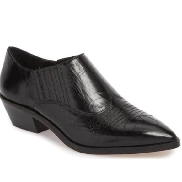 Rebecca Minkoff Shoes - Rebecca Minkoff Koso Black Leather Western Bootie Flats Shoes Size 9